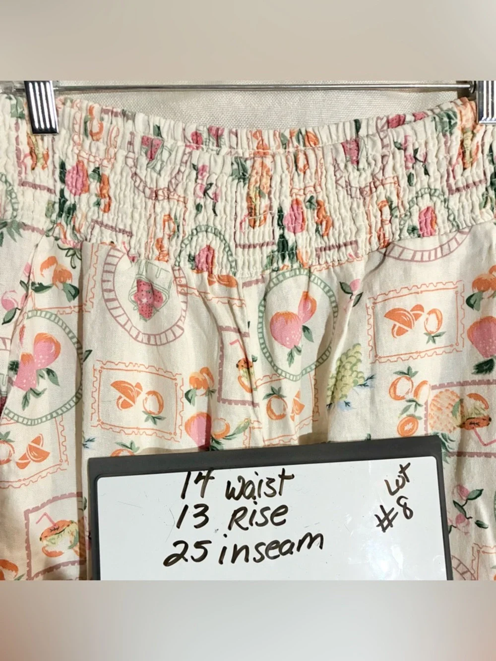 Joie Novelty Wide Leg Linen Pants Sz L  Pull On Fruit Organic Breathable Comfy - Picture 2 of 10